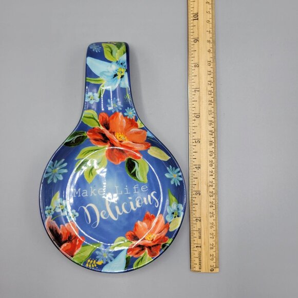 The Pioneer Woman Stoneware Spoon Rest Spring Bouquet Floral Design Blue Red - Picture 8 of 8